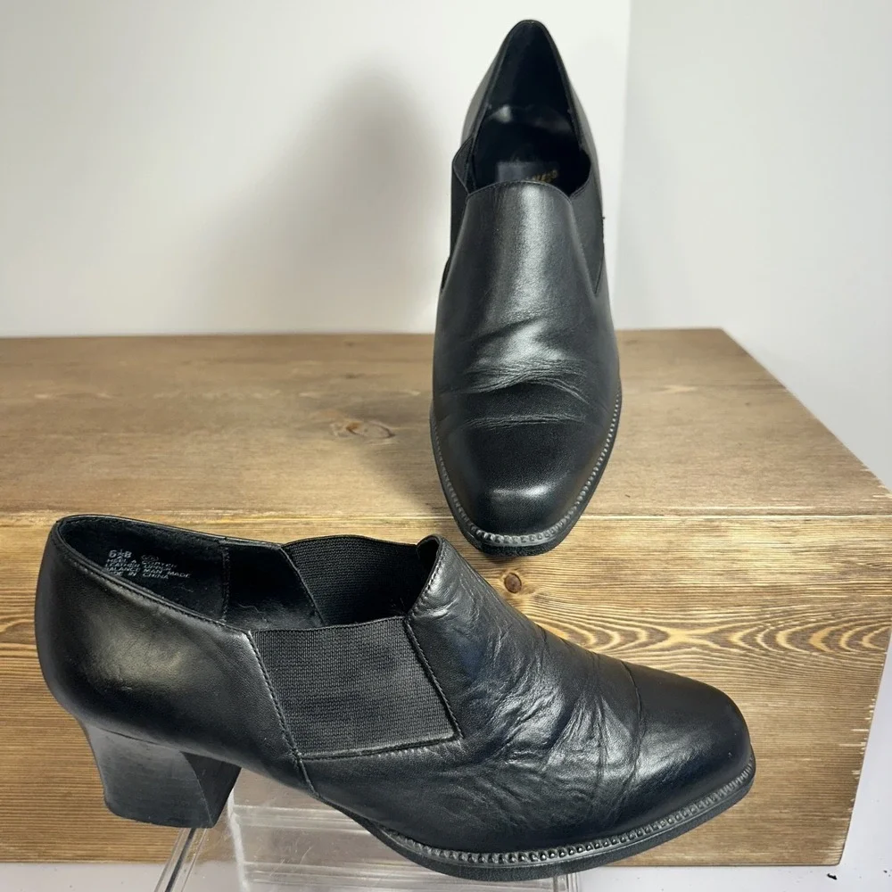 Aerosoles VTG Leather Heeled Loafer Womens 6.5 Chunky Academia Old Money Retro
